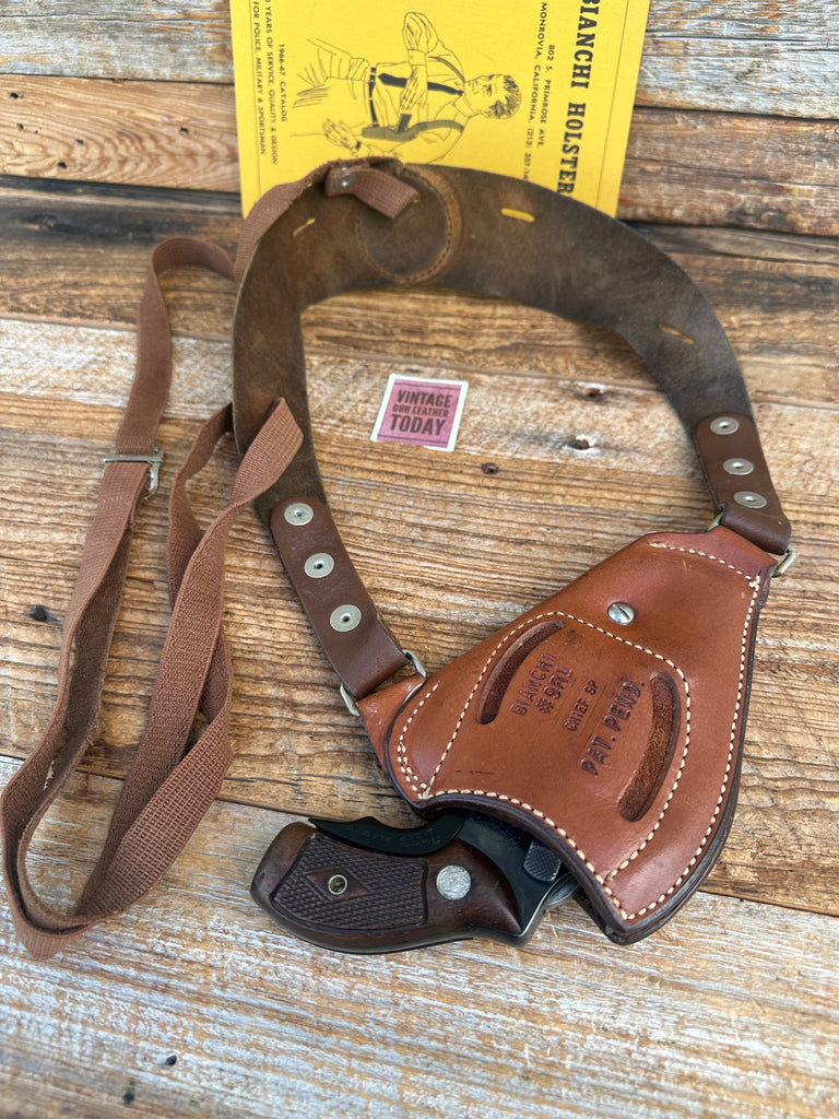 Bianchi 9R Brown Leather Upside Down Shoulder Holster For Smith S&W J 36 Chiefs