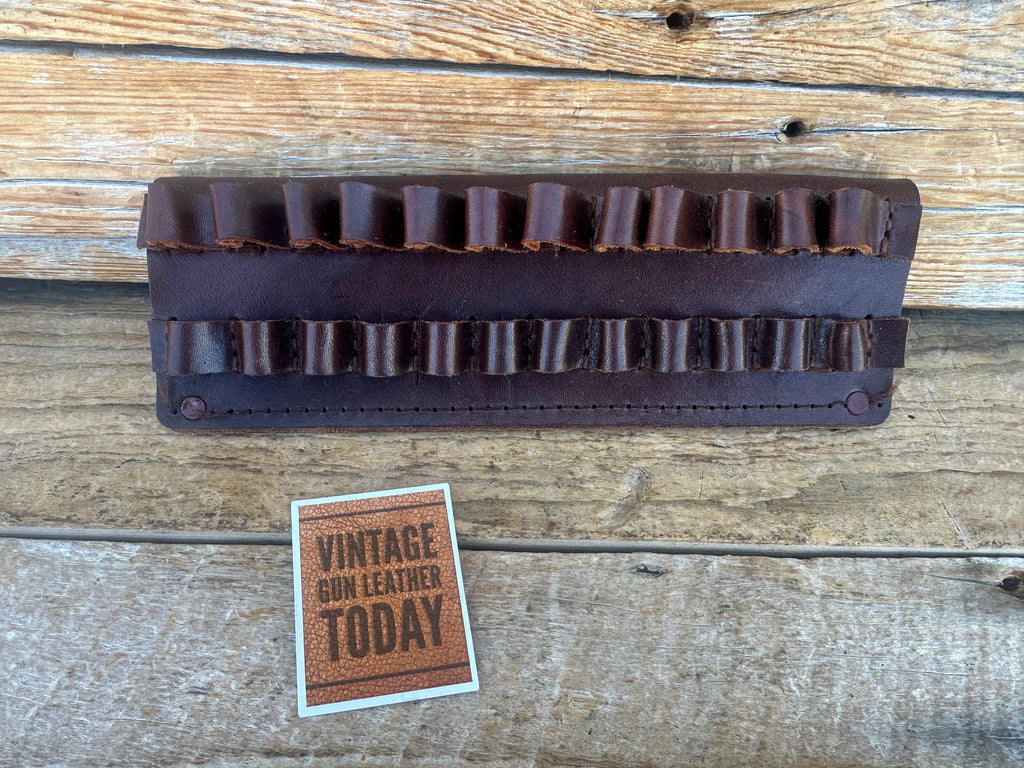 Brown Leather 30-06 Cartridge Belt Ammo Slide for 12 Rifle Cartridges