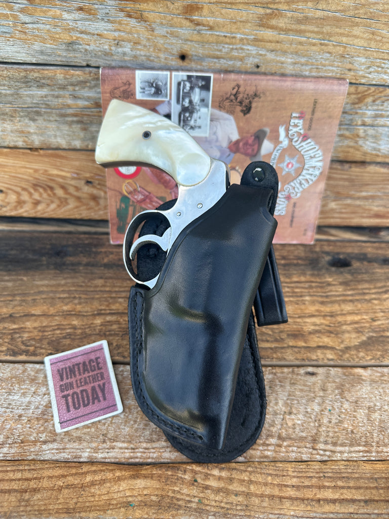 Vintage Tex Shoemaker Plain Black Leather Paddle Holster For Colt Detective 2"