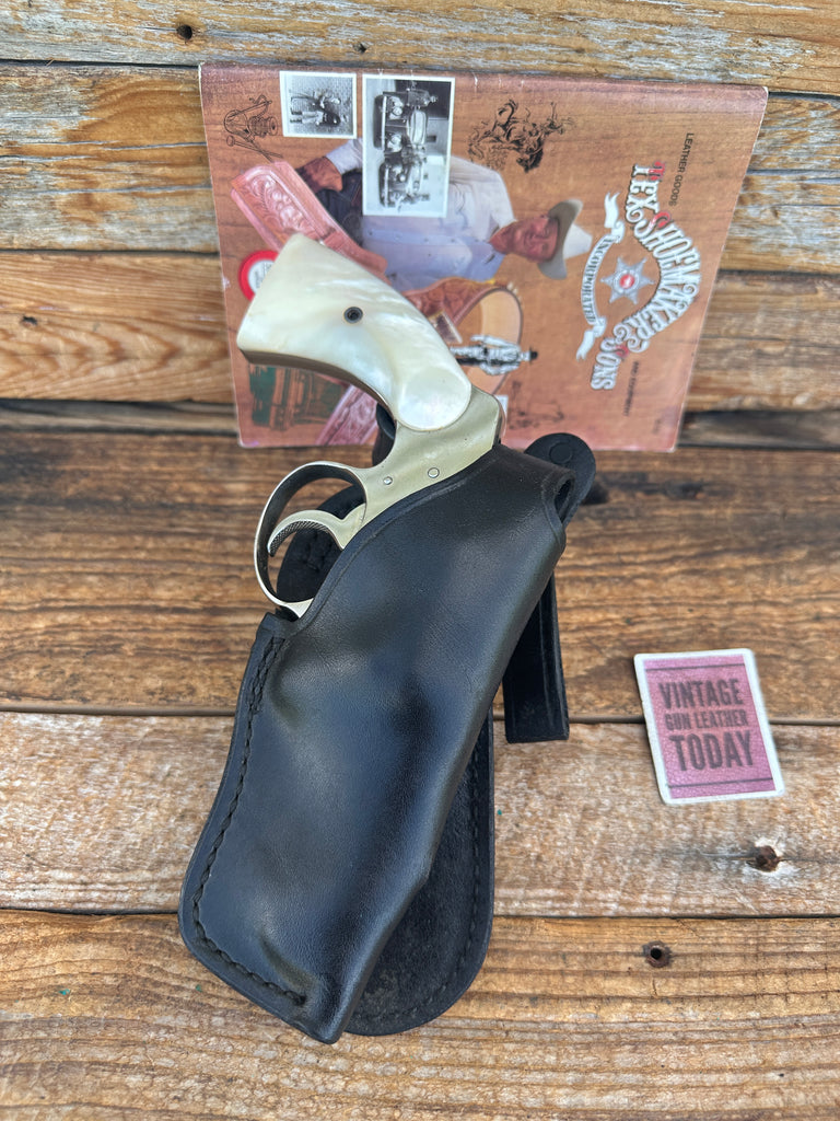 Vintage Tex Shoemaker Plain Black Leather Paddle Holster For Colt Detective 3"