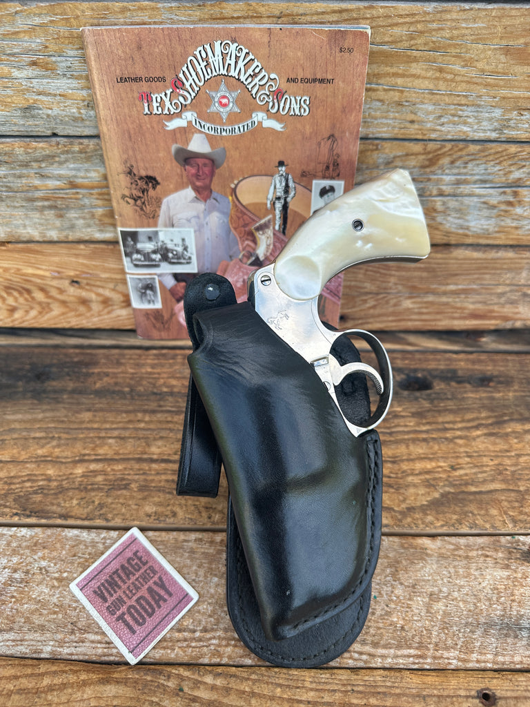 Vintage Tex Shoemaker Plain Black Leather Paddle Holster For Colt Detective 2",L