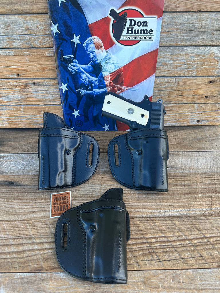 Vintage Don Hume Black Leather OWB Holster 009K For Colt 45 1911 Commander 4 1/4