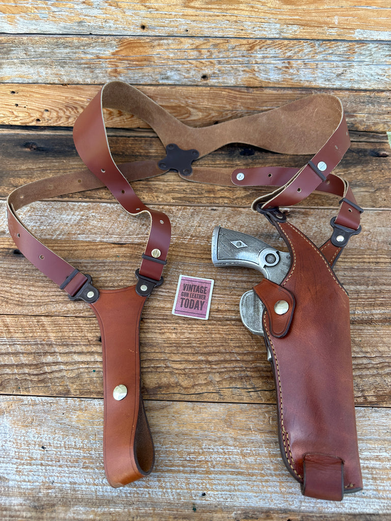 Vintage GALCO Explorer Brown Leather Lined Shoulder Holster 4" Large N Revolver