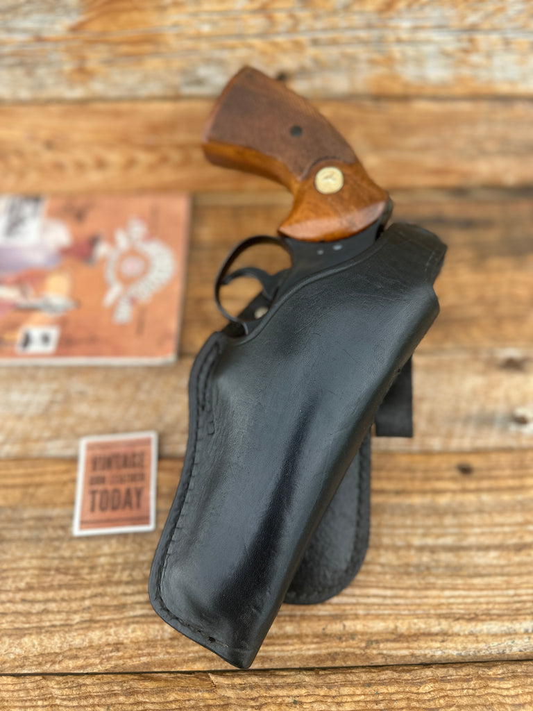 Vintage Tex Shoemaker 6PL Black Leather Paddle Holster For Colt Python Trooper 4