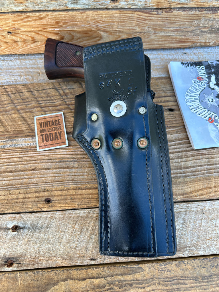Tex Shoemaker Black Plain Leather 64 Holster For S&W K Frame Medium Revolver 5",