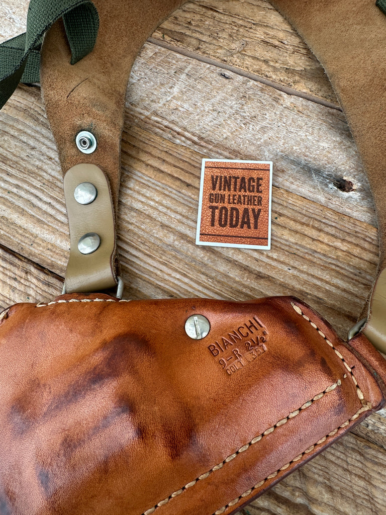 70's Bianchi 9R Leather Upside Down Shoulder Holster For Colt Smith S&W K 2 1/2"