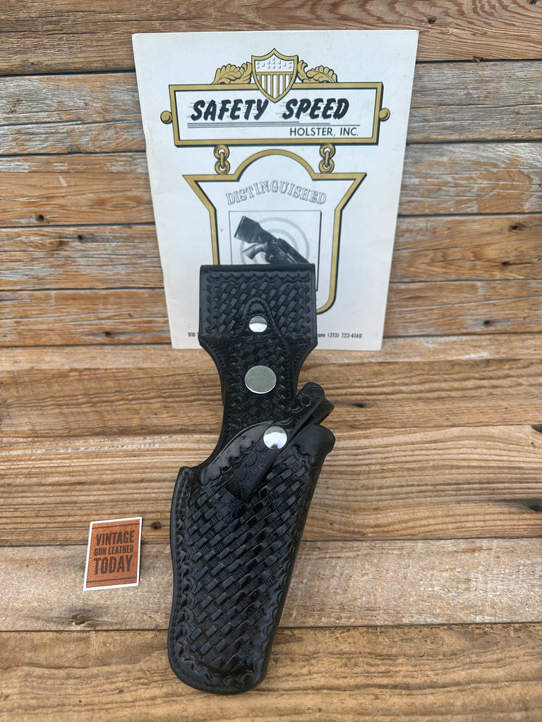 Vintage Safety Speed Black Basket Swivel Holster For S&W Colt S&W 4" N Revolver