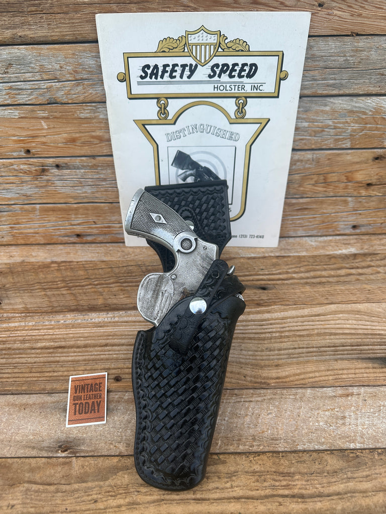 Vintage Safety Speed Black Basket Swivel Holster For S&W Colt S&W 4" N Revolver