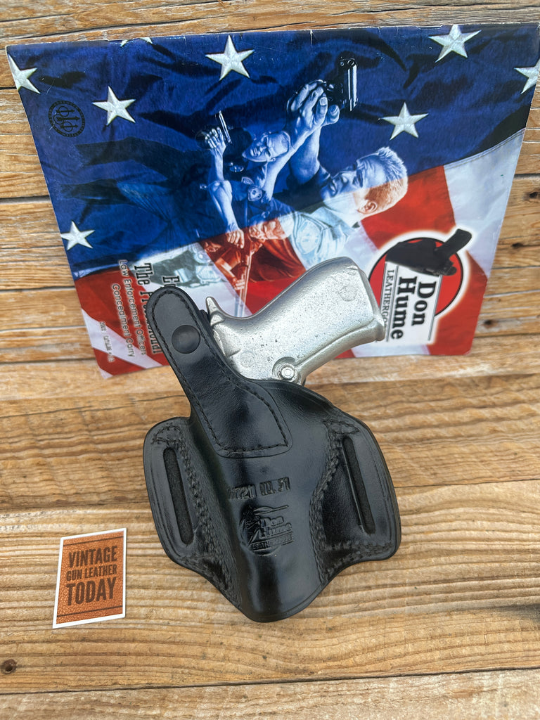 Vintage Don Hume H721 31 Black Leather Holster for Beretta 84B Cheetah Round