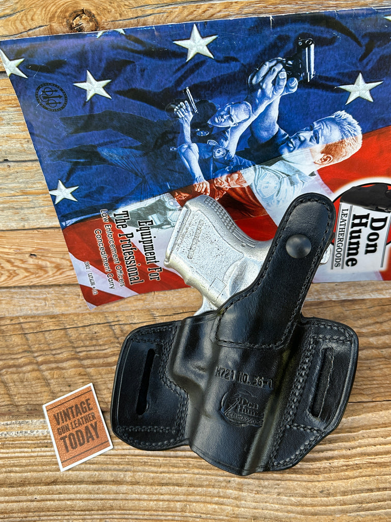 Vintage Don Hume GLOCK 26 27 33 H721 Double 9 Black Leather OWB Holster