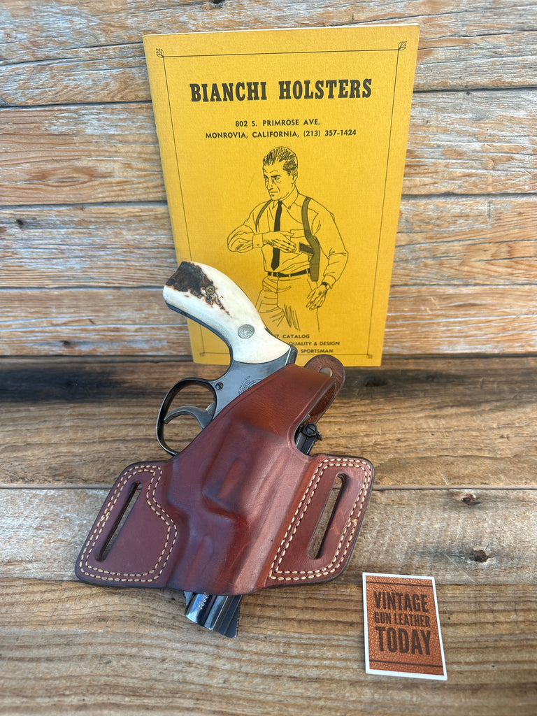 Vintage Bianchi Brown Leather #5 Black Widow OWB Holster for Smith Wesson Ruger