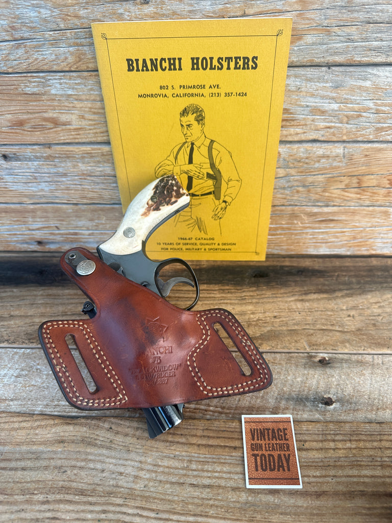 Vintage Bianchi Brown Leather #5 Black Widow OWB Holster for Smith Wesson Ruger