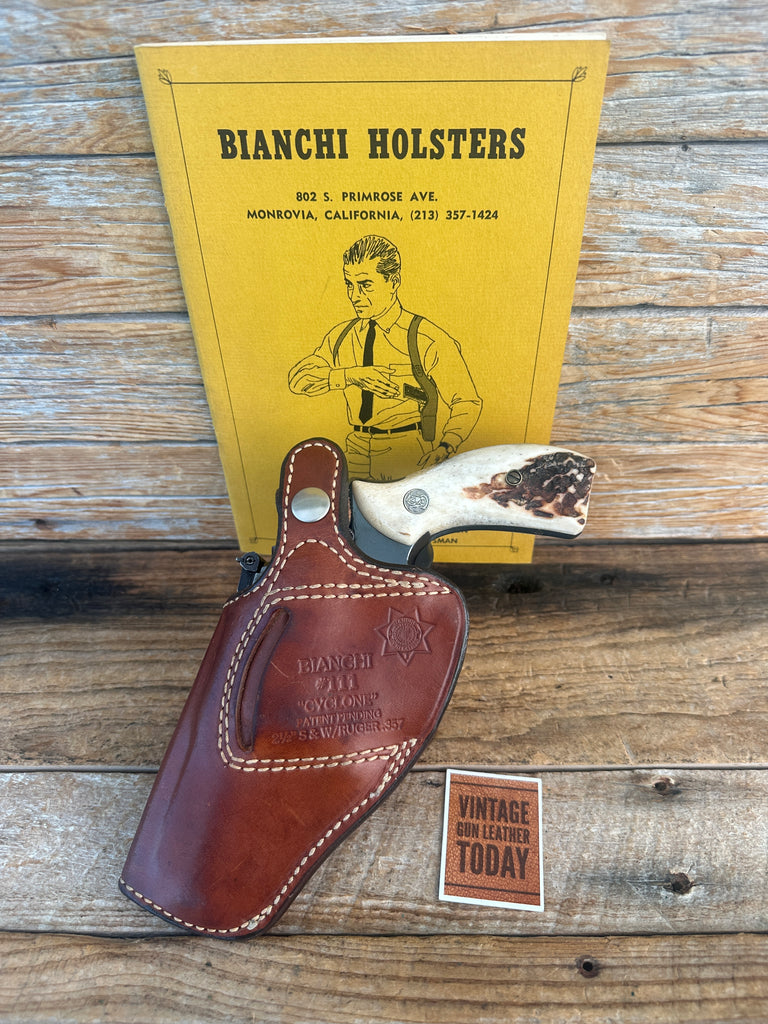 Vintage Bianchi Cyclone Leather Sued Lined Holster For 2.5" Smith Wesson K Ruger