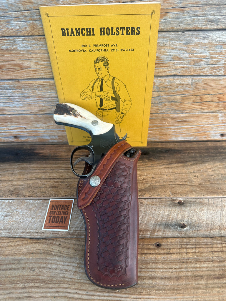 Vintage Bianchi Brown Basket Leather #10L OWB Holster for S&W .38 .357 K 4"