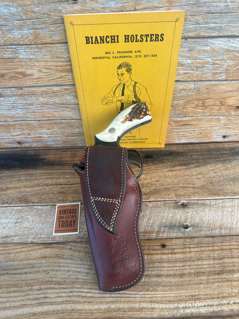 Vintage Bianchi Brown Basket Leather #10L OWB Holster for S&W .38 .357 K 4"