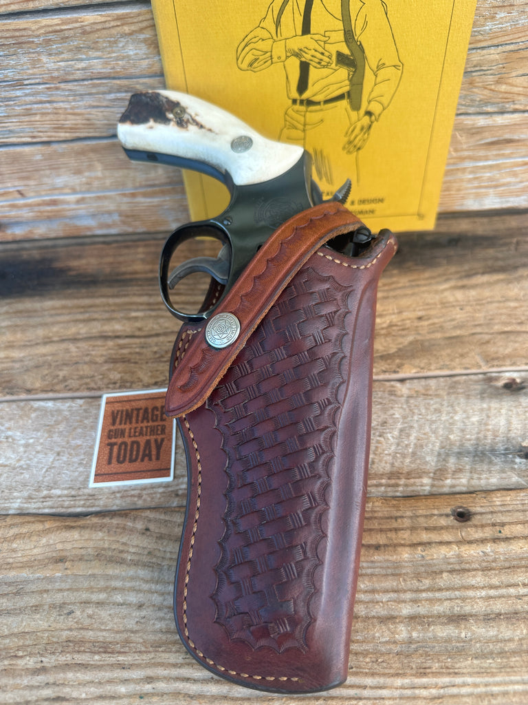 Vintage Bianchi Brown Basket Leather #10L OWB Holster for S&W .38 .357 K 4"