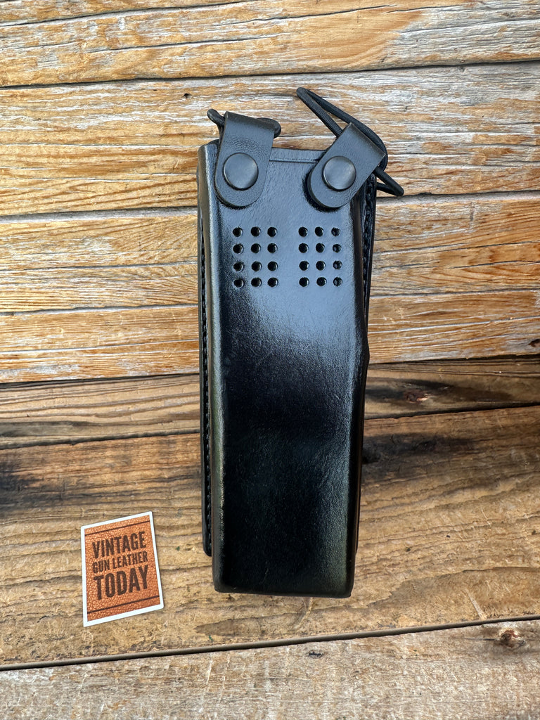 AKER Black Leather Duty Portable Radio Holder For Motorola APX 8000