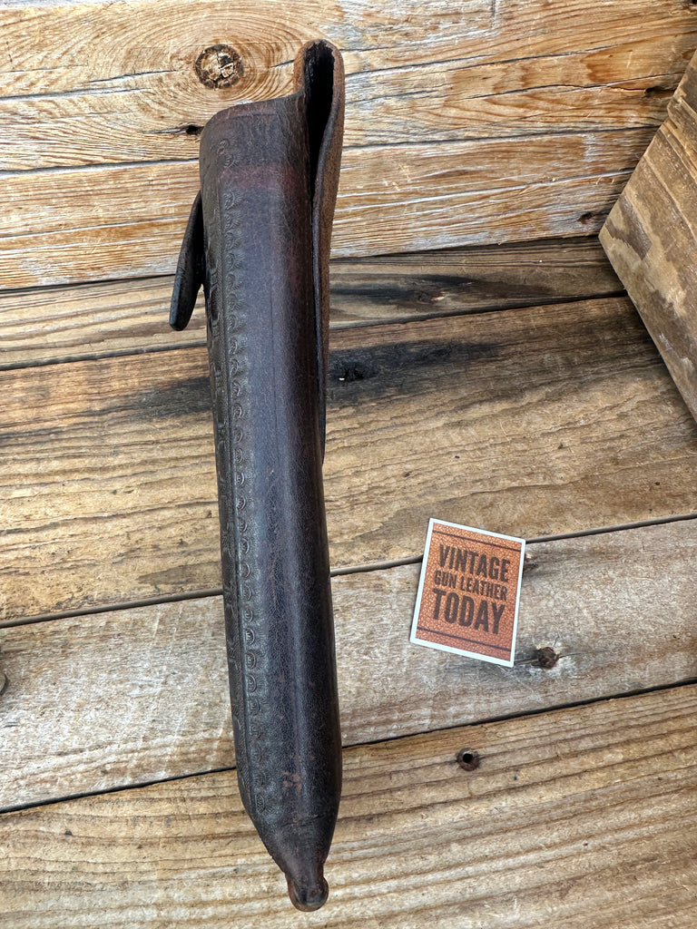Vintage L.A. SNARR Brown Basket Stamped Leather Laced Holster For Colt 45 1911