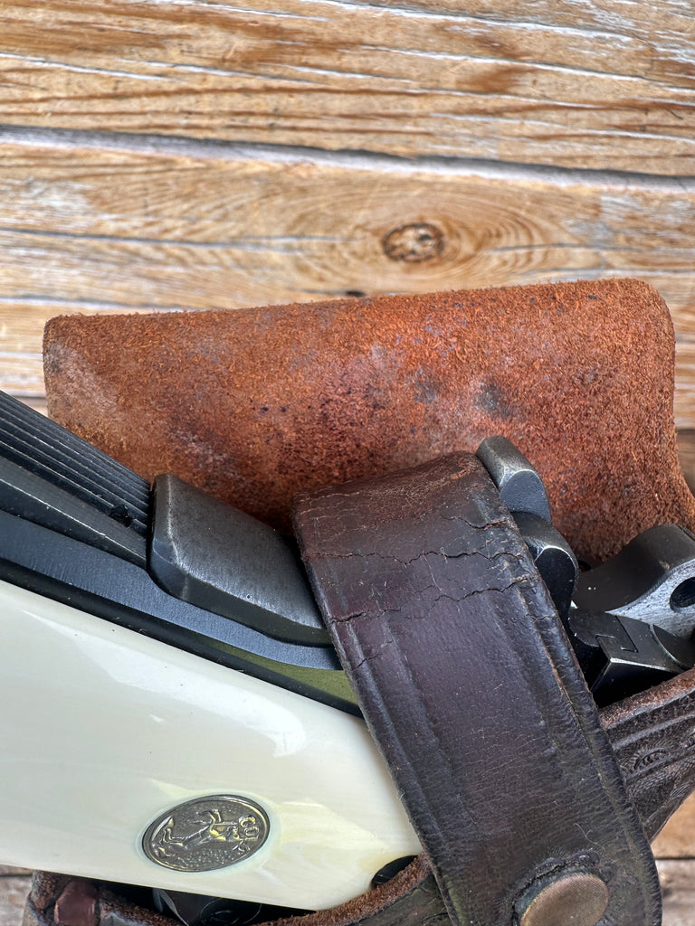 Vintage L.A. SNARR Brown Basket Stamped Leather Laced Holster For Colt 45 1911