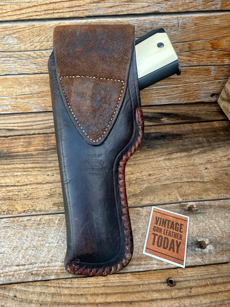 Vintage L.A. SNARR Brown Basket Stamped Leather Laced Holster For Colt 45 1911