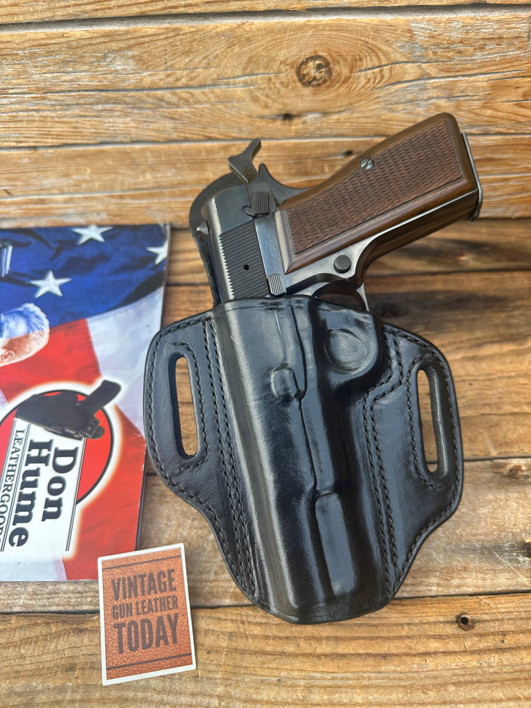 Vintage Don Hume Black Leather Open Top Holster for Browning Hi Power