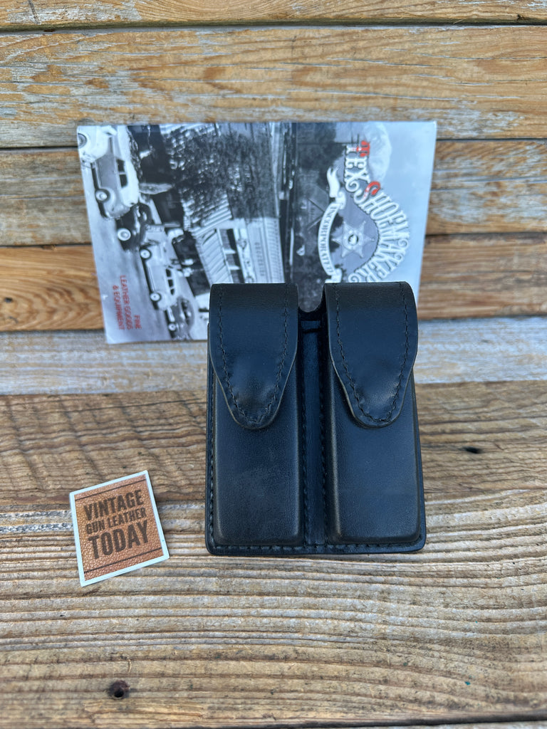 Tex Shoemaker P7M8 Double Magazine Carrier Black Leather Hidden Snap
