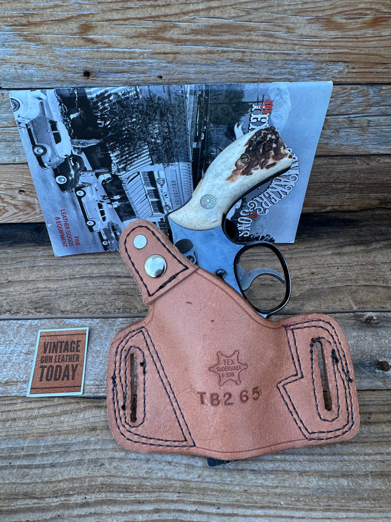Vintage Tex Shoemaker Brown Basket Leather OWB Holster For S&W K 10 12 15 19