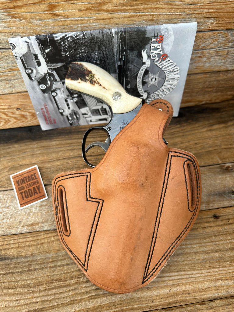 Tex Shoemaker Brown Plain Leather Holster For S&W K Ruger Speed Security Six BS