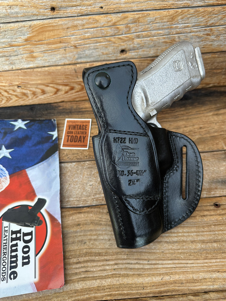 Don Hume H722 Natural Brown / Black Leather OWB Holster For GLOCK 17 22 31