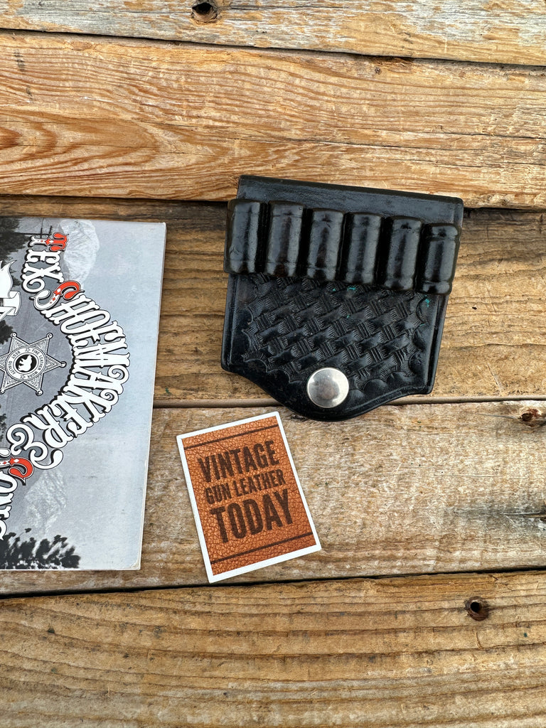 Tex Shoemaker 211 Black Basket Leather Cartridge Belt Slide .38 357 Ammo Holder