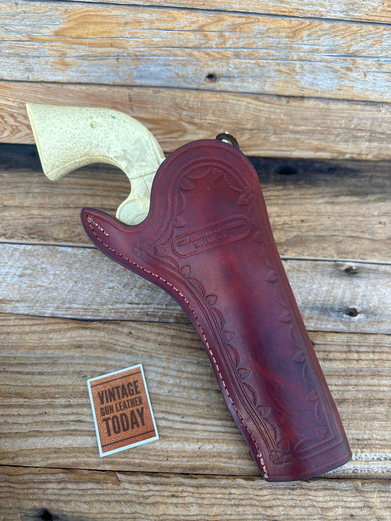 Oklahoma Leather Brown Leather Cross Draw Border Stamped Holster For Blackhawk