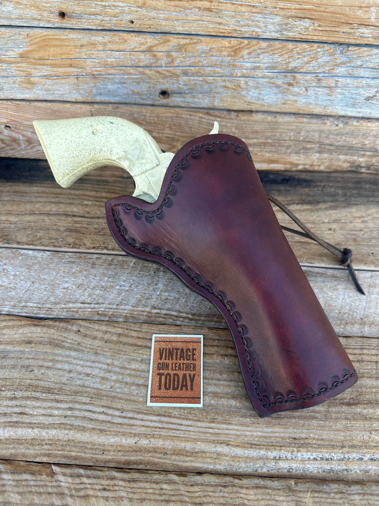 Brown Leather Cross Draw Border Stamped Lined Holster For Blackhawk 4 5/8"