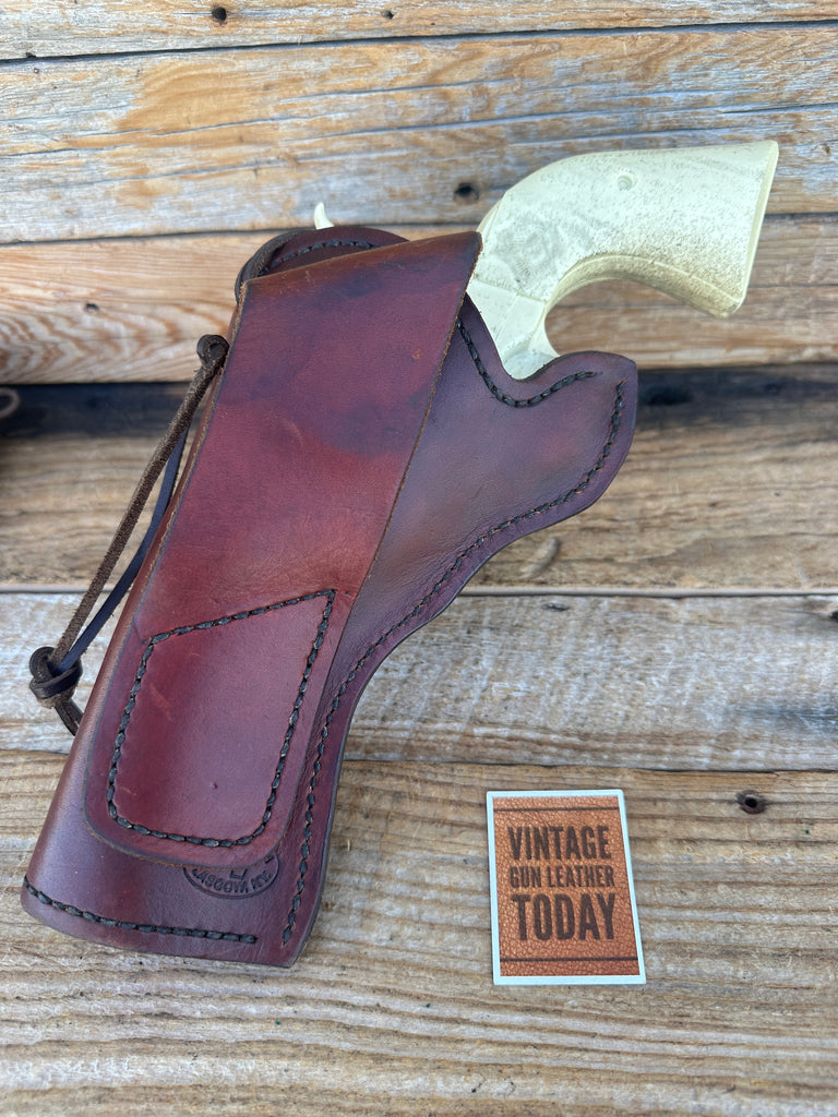 Brown Leather Cross Draw Border Stamped Lined Holster For Blackhawk 4 5/8"