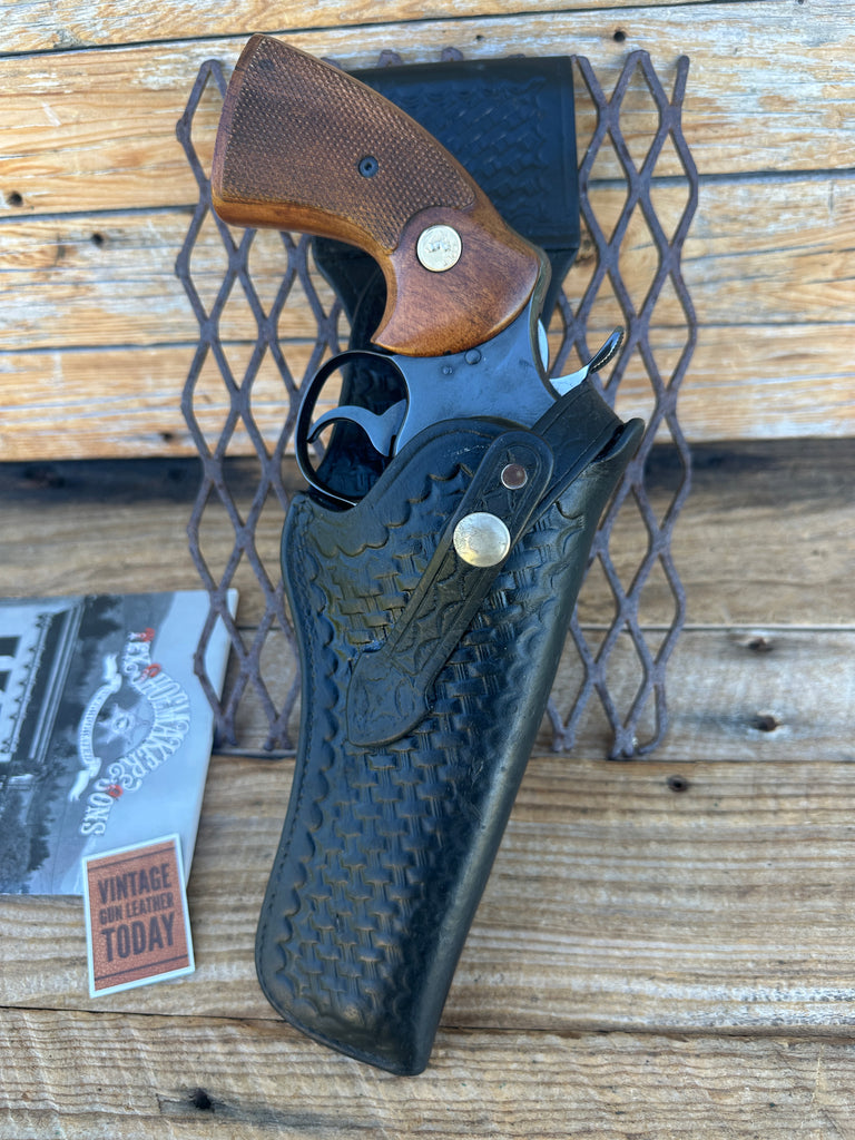 Vintage Tex Shoemaker Basket Leather Duty Swivel Holster For 6" Colt Python S&W