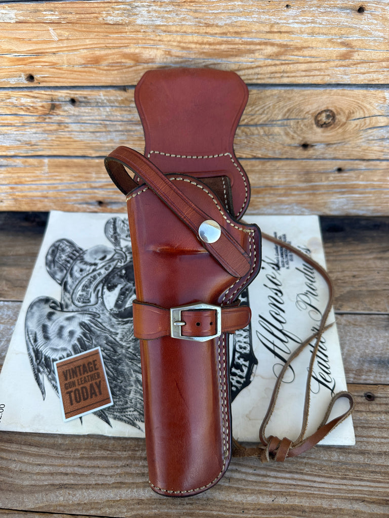 Alfonsos Brown Leather Suede Lined Western Holster for 6" K Frame Revolver Left