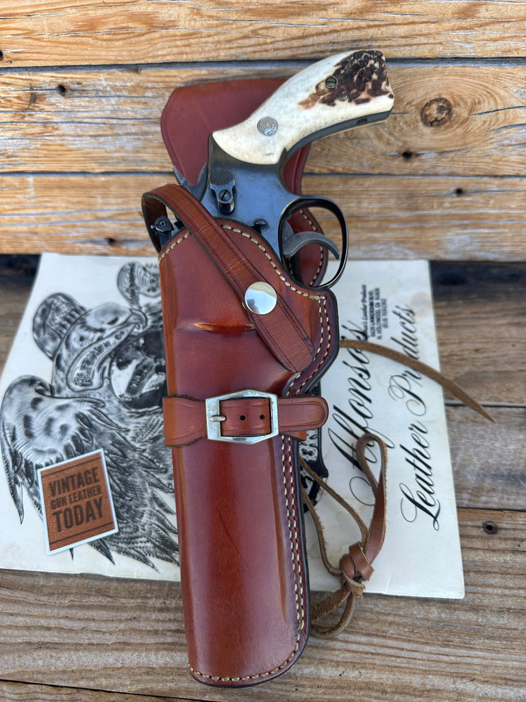 Alfonsos Brown Leather Suede Lined Western Holster for 6" K Frame Revolver Left