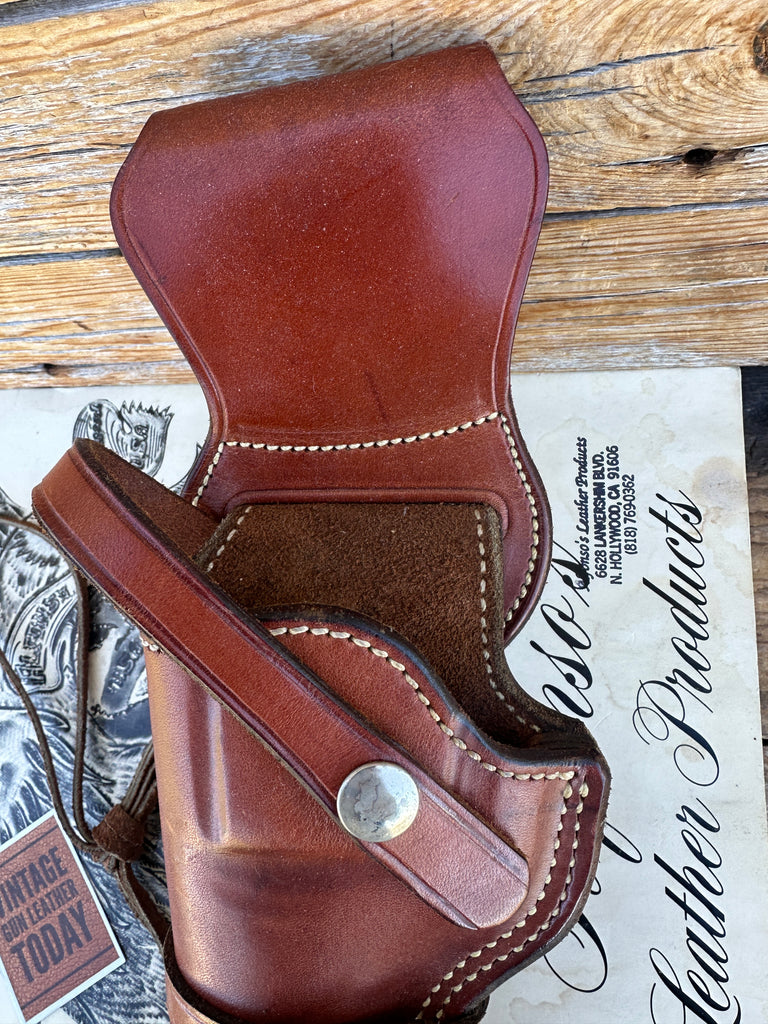 Alfonso's Brown Leather Lined Western Holster for 4 N Frame Large Revolver Left