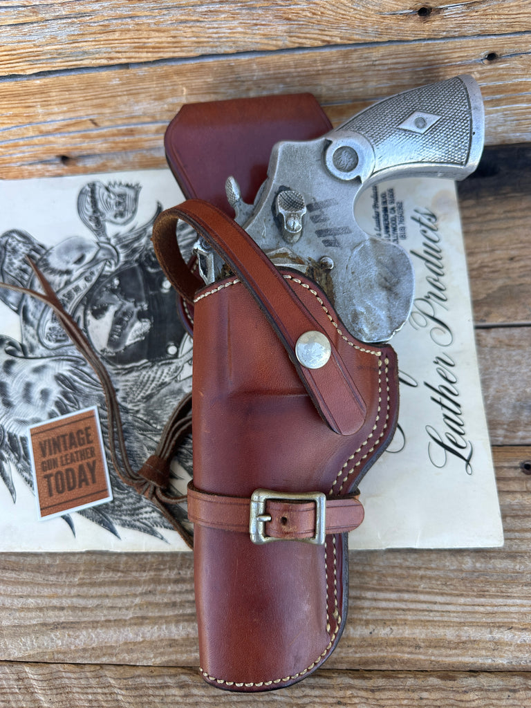 Alfonso's Brown Leather Lined Western Holster for 4 N Frame Large Revolver Left