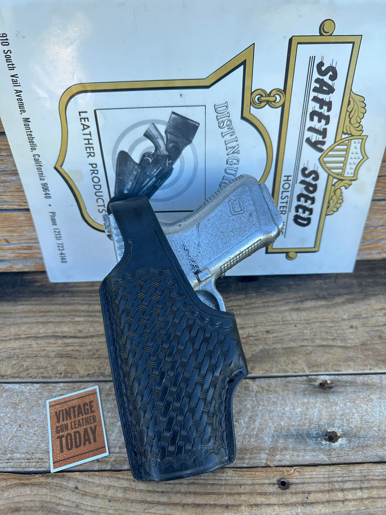 Vintage Safety Speed Black Basket Leather OWB Holster For GLOCK G19 G23 G32