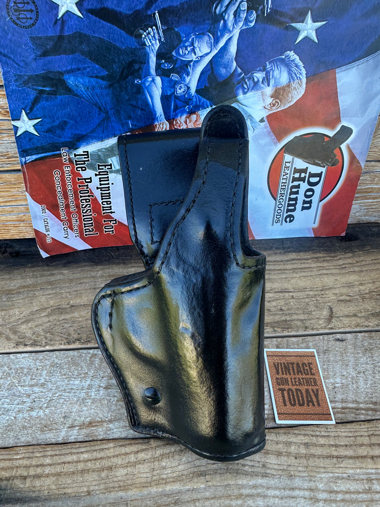 Vintage H738 Don Hume Plain Black Leather Lined Duty Holster For Beretta 9000S