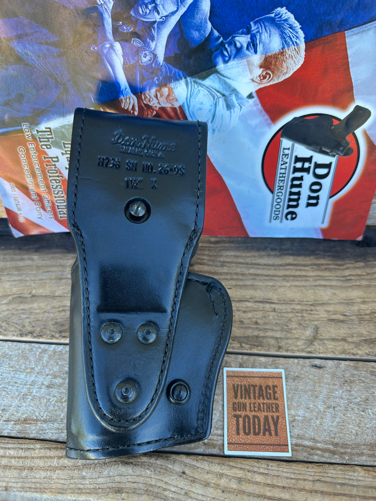 Vintage H738 Don Hume Plain Black Leather Lined Duty Holster For Beretta 9000S