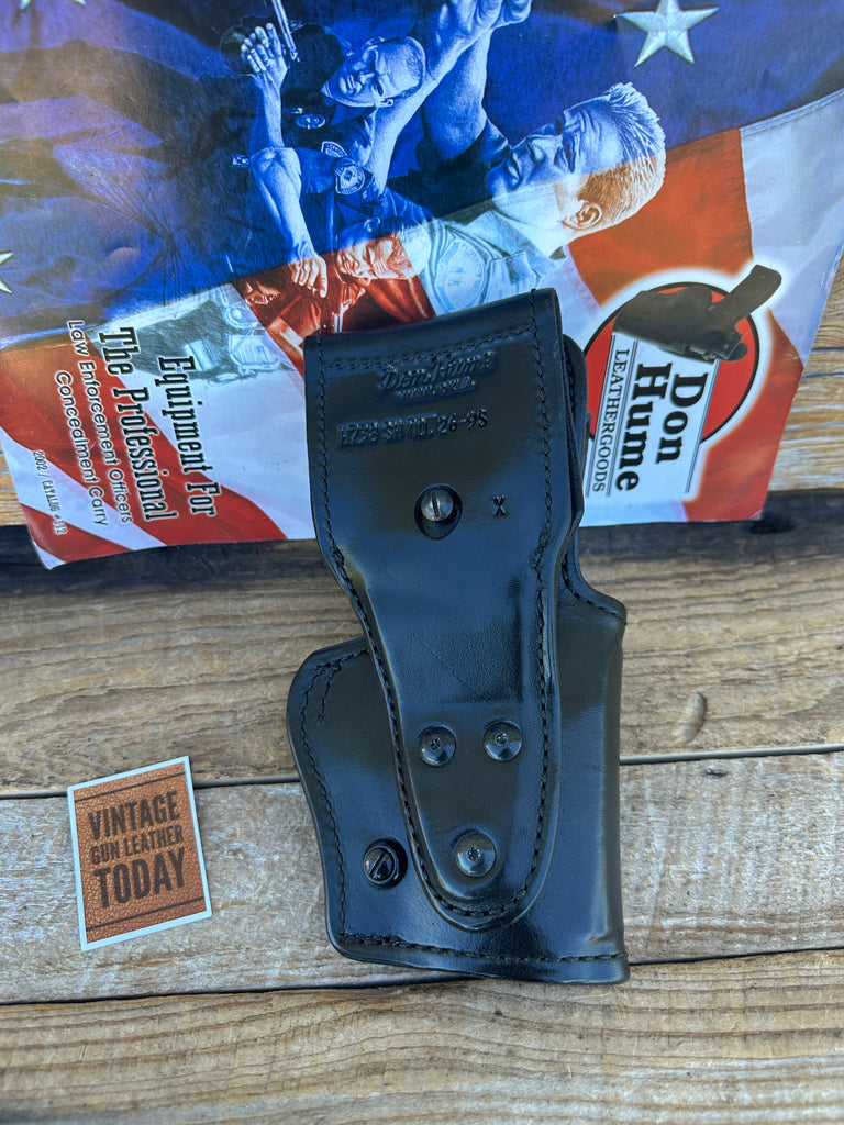 Vintage H738 Don Hume Plain Black Leather Lined Duty Holster For Beretta 9000S