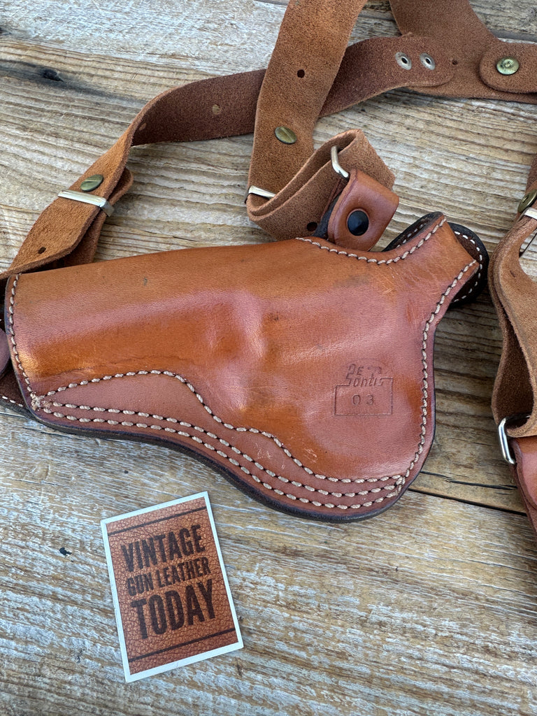 Vintage Desantis Brown Leather Shoulder Rig For S&W J Frame Revolver 3" LEFT