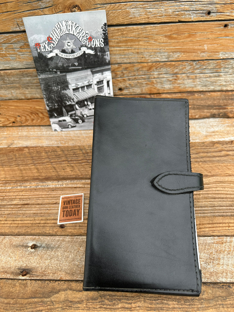 Vintage Tex Shoemaker 1970- 1980 Black Plain Leather Citation Book Holder #4