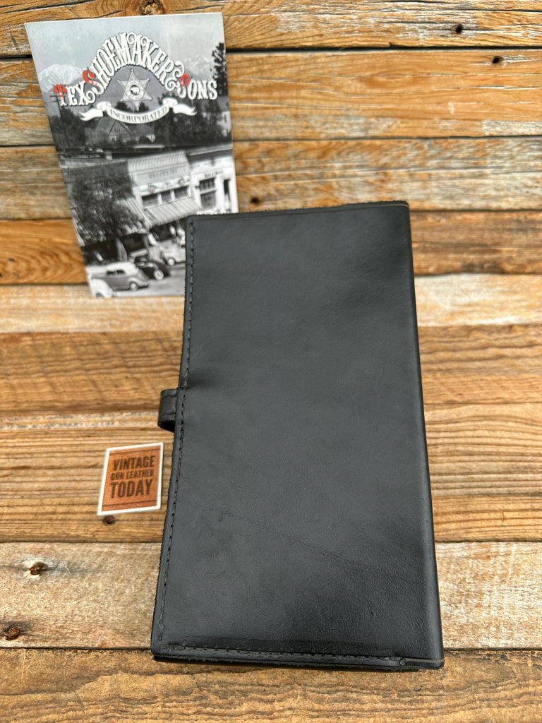 Vintage Tex Shoemaker 1970- 1980 Black Plain Leather Citation Book Holder #4