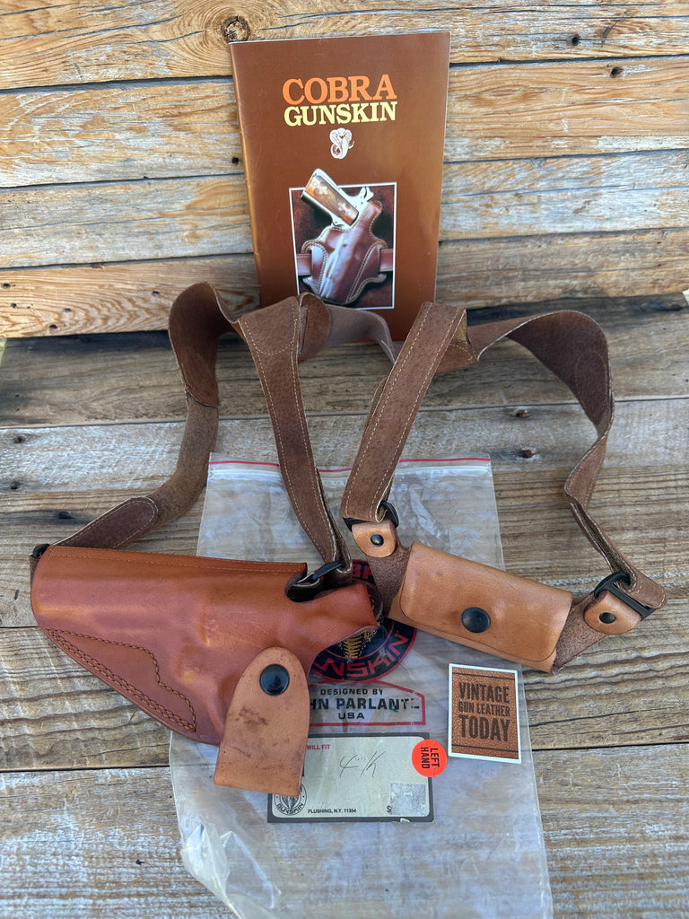 Vintage Cobra Brown Leather Shoulder Holster Rig For 4" S&W K Frame Revolver LFT