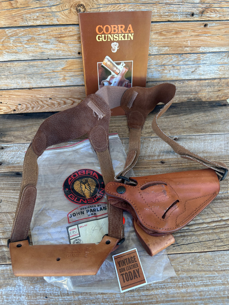 Vintage Cobra Brown Leather Shoulder Holster Rig For 4" S&W K Frame Revolver LFT