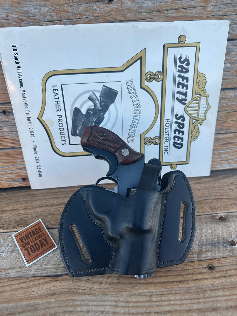 Vintage Safety Speed Black Leather OWB Holster For Smith Wesson J Frame Revolver