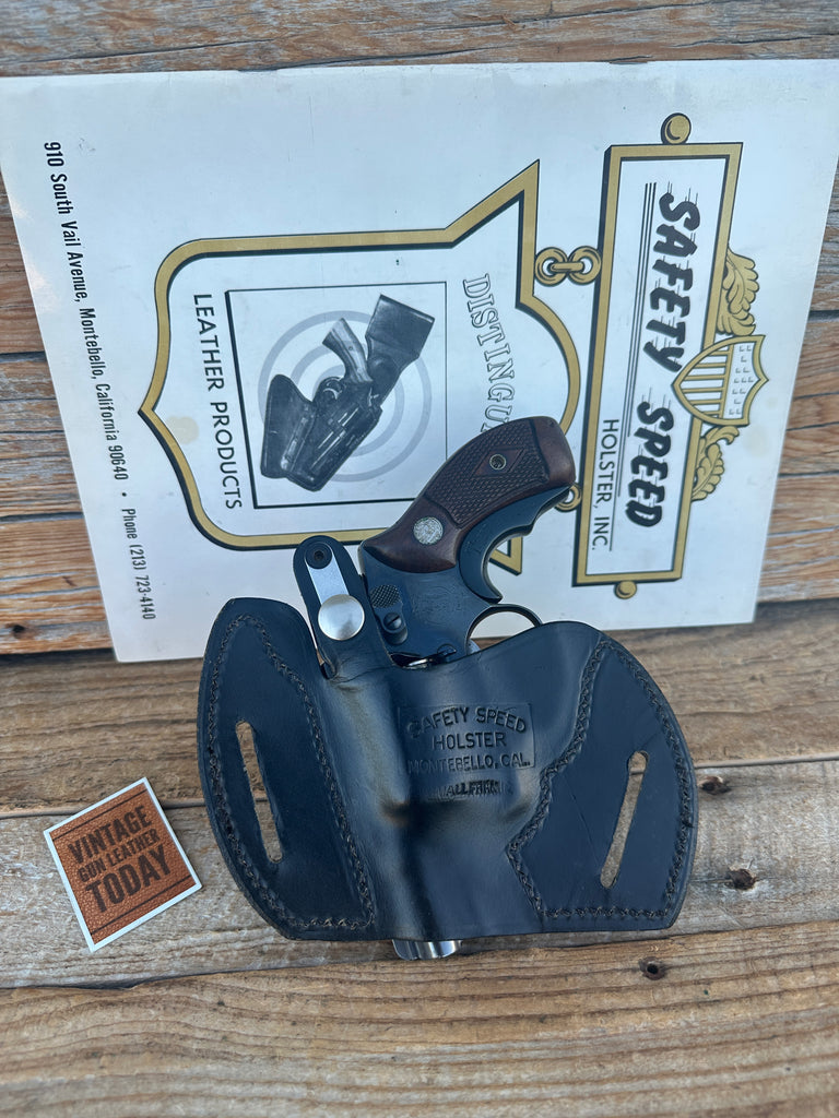 Vintage Safety Speed Black Leather OWB Holster For Smith Wesson J Frame Revolver