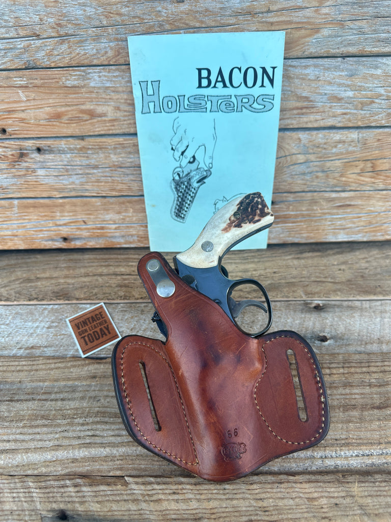 Vintage Dick Bacon Brown Basket Leather OWB Holster For S&W K Revolver 10 12 19